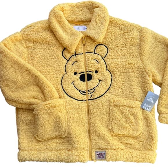 Disney Winnie the Pooh Fuzzy Fluffy Zip-up Sweater Jacket Sz XL NWT - Picture 2 of 5